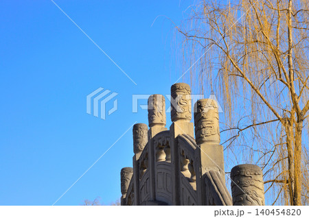 Stone bridge pillars under blue sky Stone bridge pillars under blue sky 140454820