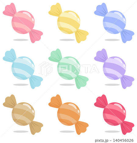 Pastel Candy Collection Set with Glossy Transparent Wrappers in Multiple Color Variations Pastel Candy Collection Set with Glossy Transparent Wrappers in Multiple Color Variations 140456026