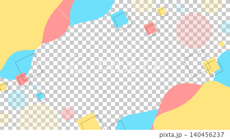 Pop and cute fluid shapes and Memphis frame background (yellow, light blue, orange) 16:9 Pop and cute fluid shapes and Memphis frame background (yellow, light blue, orange) 16:9 140456237