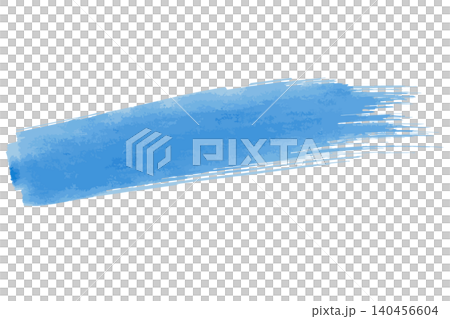 青い筆タッチの波形ブラシストローク ベクタ―イラスト素材 140456604