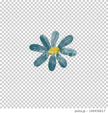 Vintage Watercolor Blue Daisy Digital Illustration, Botanical Chamomile Flower Clipart 140456617