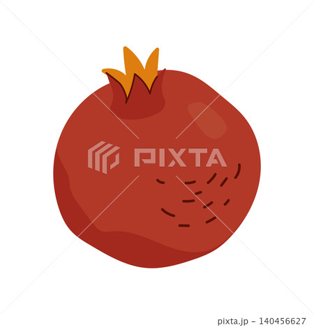 Hand drawn whole red pomegranate fruit vector illustration isolated Hand drawn whole red pomegranate fruit vector illustration isolated 140456627