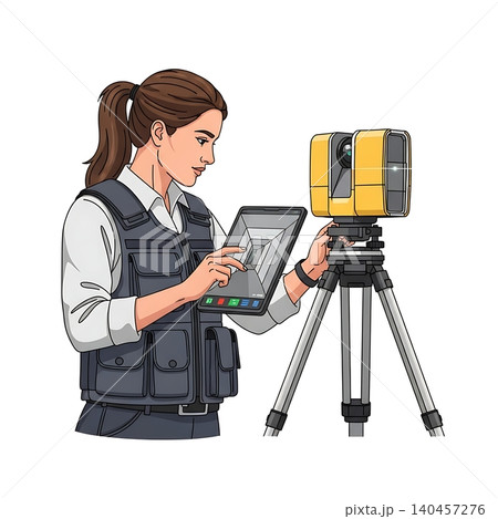 Female Tactical Scene Surveyor with Scanner 140457276