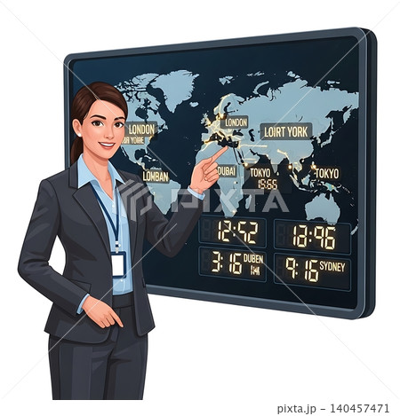 Female Training Coordinator Pointing to Flow Diagram Female Training Coordinator Pointing to Flow Diagram 140457471