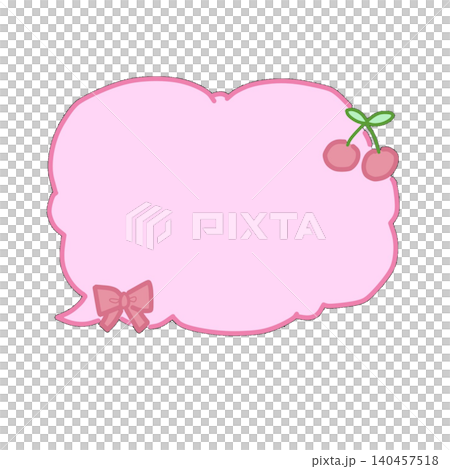 Cute pink speech bubble frame with cherries and ribbons Cute pink speech bubble frame with cherries and ribbons 140457518