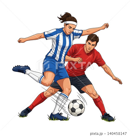 Female Winger Executing Nutmeg Dribble Female Winger Executing Nutmeg Dribble 140458147