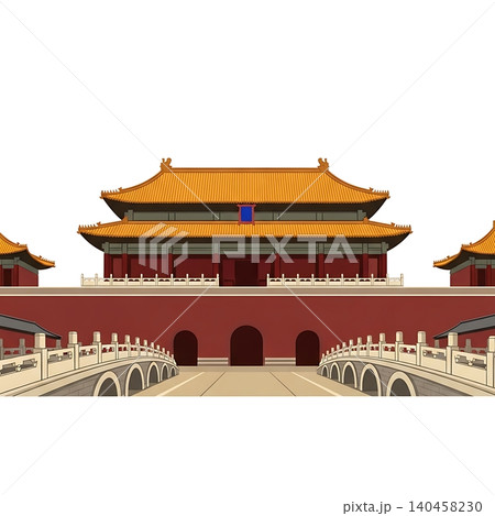 Forbidden City Palace Beijing China Landmark Flat Vector Forbidden City Palace Beijing China Landmark Flat Vector 140458230