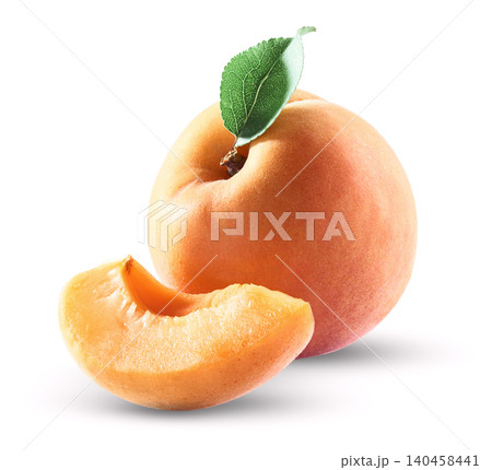Apricot slice isolated on white background Apricot slice isolated on white background 140458441