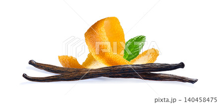 Vanilla with orange peel and mint leaf 140458475