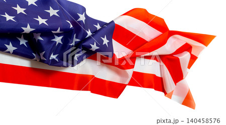 American flag fabric showing crumpled stars and stripes 140458576