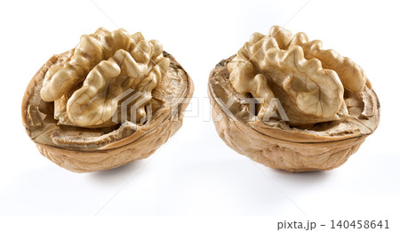 Walnut in closeup on white background Walnut in closeup on white background 140458641