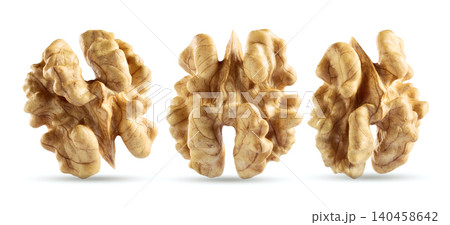 Walnut kernel in closeup on white background Walnut kernel in closeup on white background 140458642