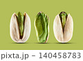 Pistachio nuts in closeup on pistachio background 140458783