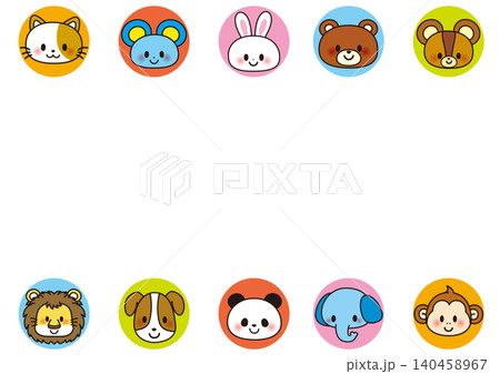 動物,動物園,フレーム,子供,アイコン,顔,犬,ライオン,ぞう,ウサギ,クマ,リス,猫,サル,ねずみ 140458967