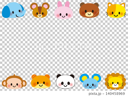動物、動物園、邊框、兒童、圖標、臉、兔子、熊、狗、獅子、大象、松鼠、貓、老鼠 140458969