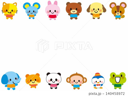 動物,動物園,フレーム,顔,ウサギ,クマ,犬,ライオン,ぞう,リス,猫,ねずみ,パンダ,ハムスター, 140458972