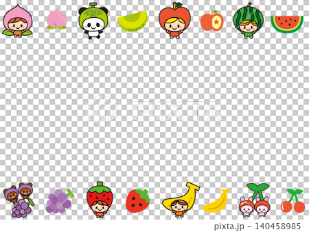 Fruit, frame, fruit, strawberry, apple, banana, melon, apple, grape, watermelon, mandarin orange, orange, peach Fruit, frame, fruit, strawberry, apple, banana, melon, apple, grape, watermelon, mandarin orange, orange, peach 140458985