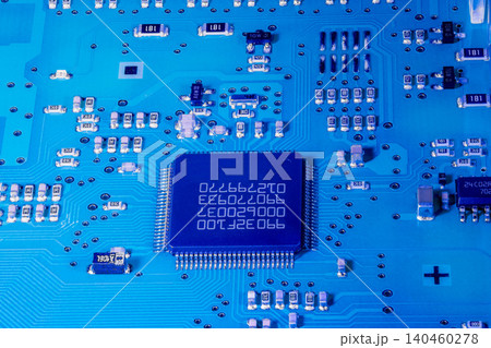 Close-up of a microprocessor on a circuit board Close-up of a microprocessor on a circuit board 140460278