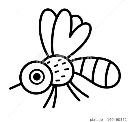 Vector black and white cartoon mosquito isolated on white background. Funny line insect clipart. Cute forest animal icon for kids. Outline woodland element. Woods wildlife illustration, coloring page Vector black and white cartoon mosquito isolated on white background. Funny line insect clipart. Cute forest animal icon for kids. Outline woodland element. Woods wildlife illustration, coloring page 140460552