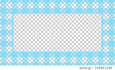 Fluorescent blue neon gingham check frame, pop horizontal decorative frame, blue 140461298