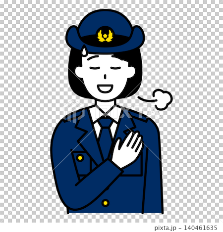 一名女警官手按胸口,看起來如釋重負。 一名女警官手按胸口,看起來如釋重負。 140461635