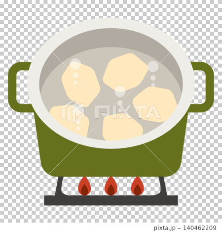 じゃがいもを茹でる調理工程のイラスト じゃがいもを茹でる調理工程のイラスト 140462209