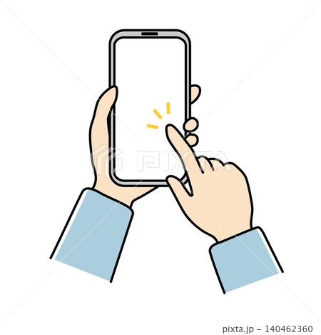 スマホにタッチする人の手元のベクターイラスト 140462360