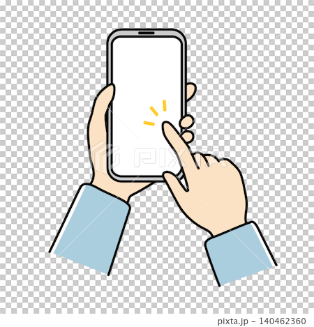 スマホにタッチする人の手元のベクターイラスト 140462360