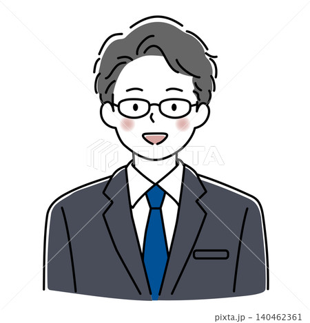 スーツを着て眼鏡をかけた男性会社員の上半身のベクターイラスト スーツを着て眼鏡をかけた男性会社員の上半身のベクターイラスト 140462361