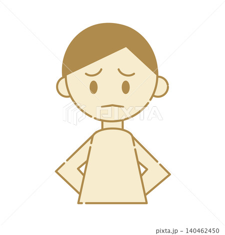 悩む男の子のイラストアイコン 困った表情の人物素材 140462450