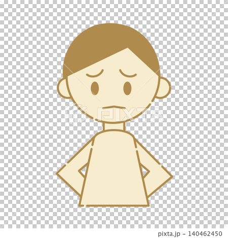 悩む男の子のイラストアイコン 困った表情の人物素材 140462450