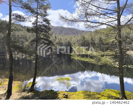 Mystic Mishaka Pond with Beautiful Cloud Reflectio 140462462