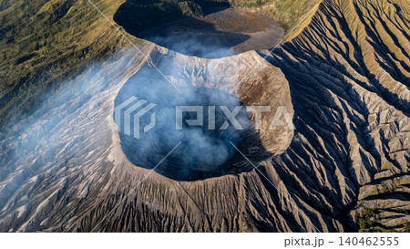Aerial view of Mt.Bromo crater in Bromo Tengger Semeru National Park located in East Java of Indonesia.  140462555