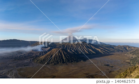Scenery view of the volcanic complex in Bromo Tengger Semeru National Park at dawn located in East Java of Indonesia. 140462575