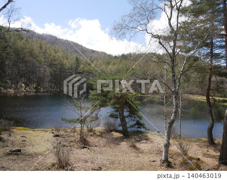 Horizontal View of Mystic Mishaka Pond with White Horizontal View of Mystic Mishaka Pond with White 140463019
