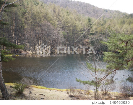 Horizontal View of Mystic Mishaka Pond Through Pin Horizontal View of Mystic Mishaka Pond Through Pin 140463020