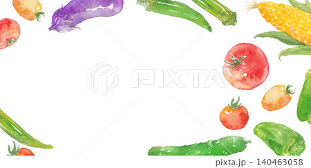 水彩夏野菜フレーム 水彩夏野菜フレーム 140463058