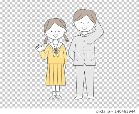 身著單色制服的中學生(男女生) 身著單色制服的中學生(男女生) 140463944
