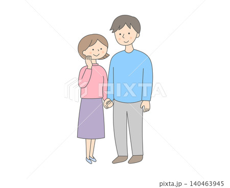 若い男女のシンプルな全身イラスト 140463945