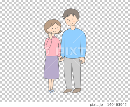 年輕男女的簡單全身插圖 年輕男女的簡單全身插圖 140463945