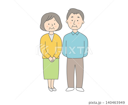 笑顔のシニア夫婦の全身イラスト 140463949
