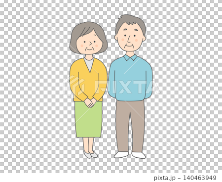 笑顔のシニア夫婦の全身イラスト 140463949