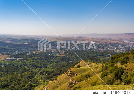 View of the mountains and Kislovodsk from the observation decks of the Kislovodsk Park View of the mountains and Kislovodsk from the observation decks of the Kislovodsk Park 140464018