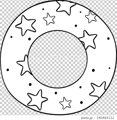 Groovy 4th of July outline, Star Pattern Inflatable Ring Doodle Hand Drawn Groovy 4th of July outline, Star Pattern Inflatable Ring Doodle Hand Drawn 140464112