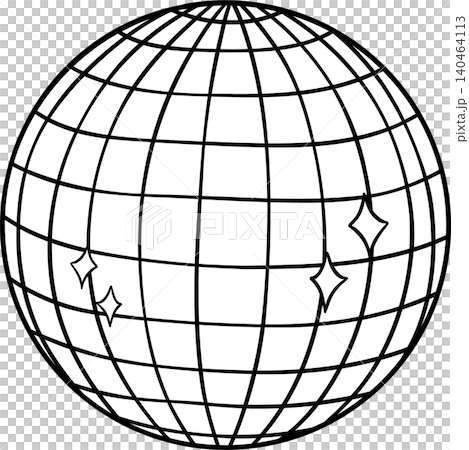 Groovy Disco Ball outline, Doodle Hand Drawn Groovy Disco Ball outline, Doodle Hand Drawn 140464113