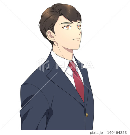 真っ直ぐ前を見つめる男子学生のイラスト（冬服） 140464228
