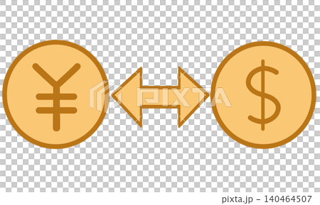 円とドルのコインを双方向矢印で繋いだ両替のイラスト 円とドルのコインを双方向矢印で繋いだ両替のイラスト 140464507