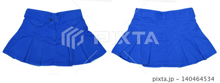 Blue mini skirt. Blue color skirt isolated on white background. 140464534