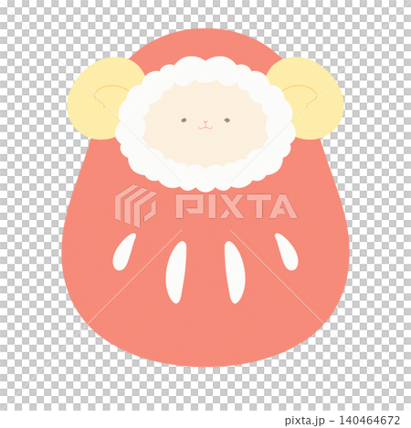 New Year's card material featuring a sheep-shaped Daruma doll New Year's card material featuring a sheep-shaped Daruma doll 140464672