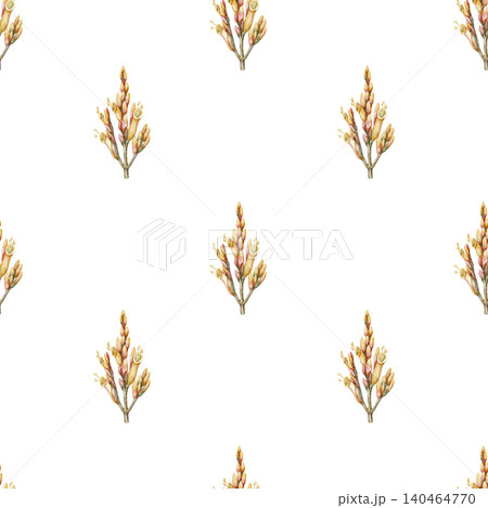 Seamless pattern of tropical Sanchezia speciosa. Hand drawn watercolor illustration with orange exotic flower in botanical style. Decorative background design for summer wallpaper or floral textile Seamless pattern of tropical Sanchezia speciosa. Hand drawn watercolor illustration with orange exotic flower in botanical style. Decorative background design for summer wallpaper or floral textile 140464770